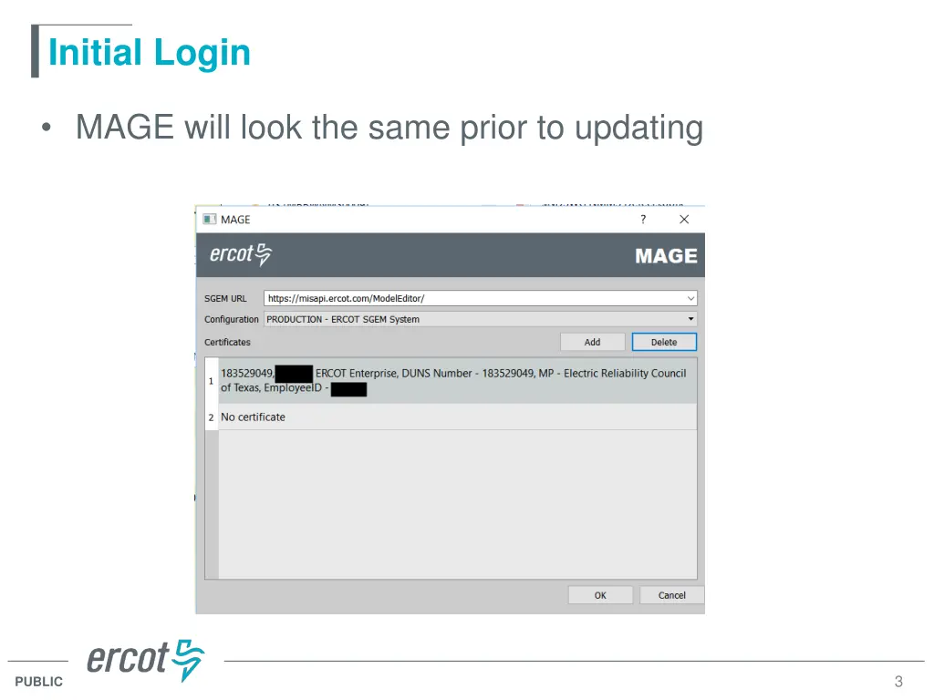 initial login