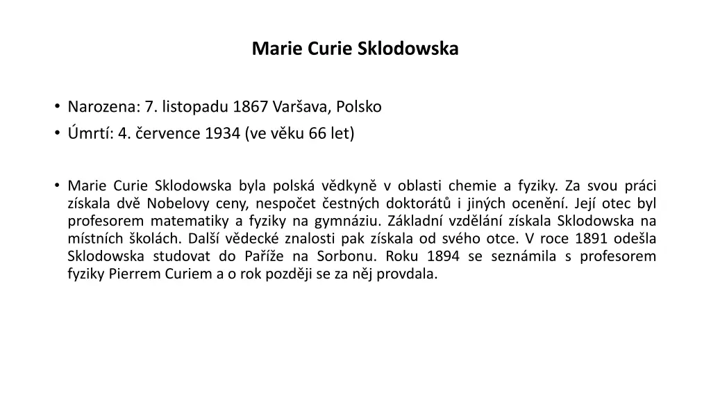 marie curie sklodowska