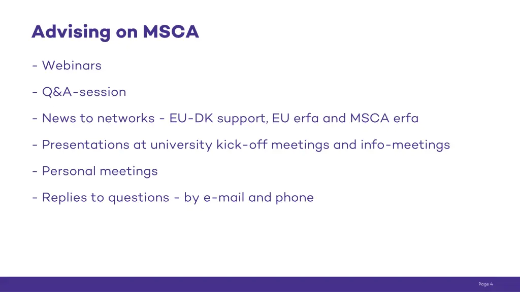 advising on msca
