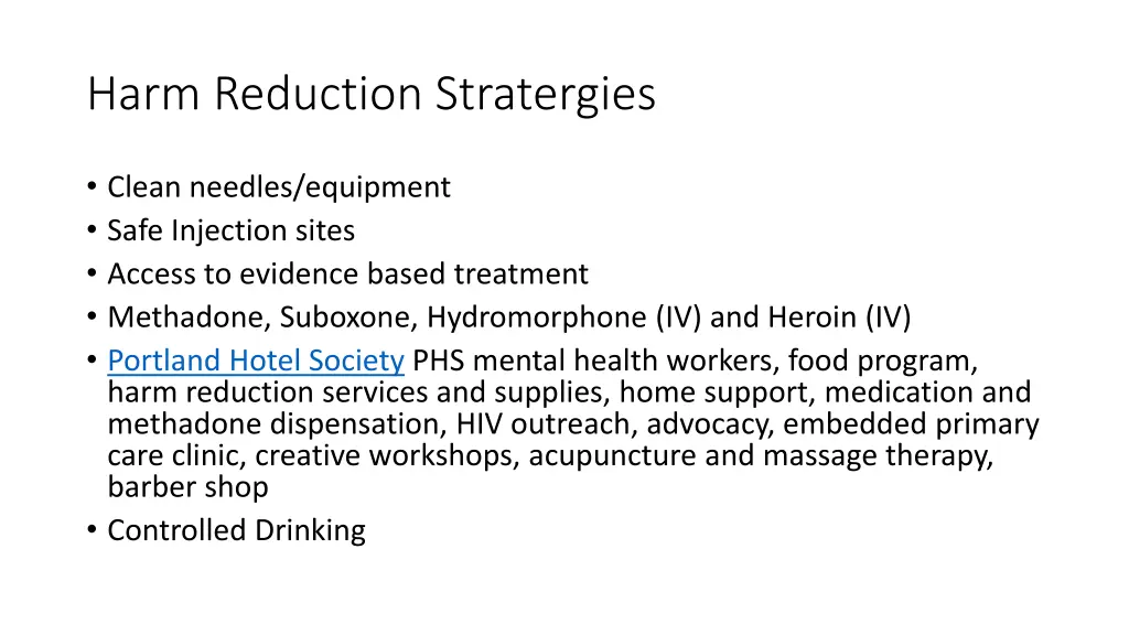 harm reduction stratergies