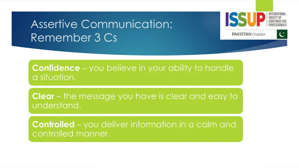 assertive communication remember 3 cs