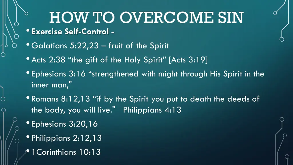 how to overcome sin exercise self control