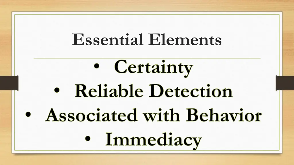 essential elements certainty reliable detection