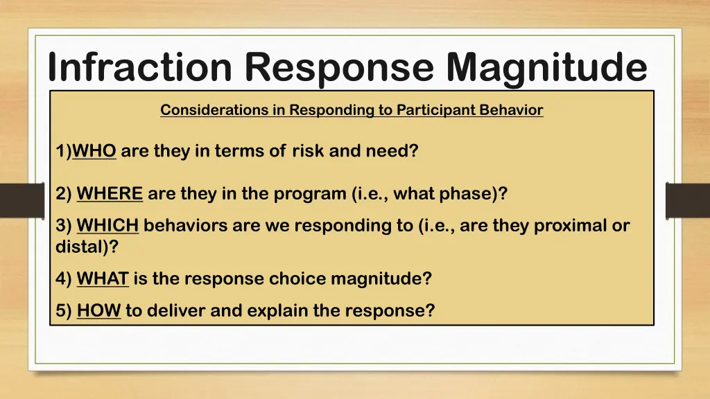 infraction response magnitude