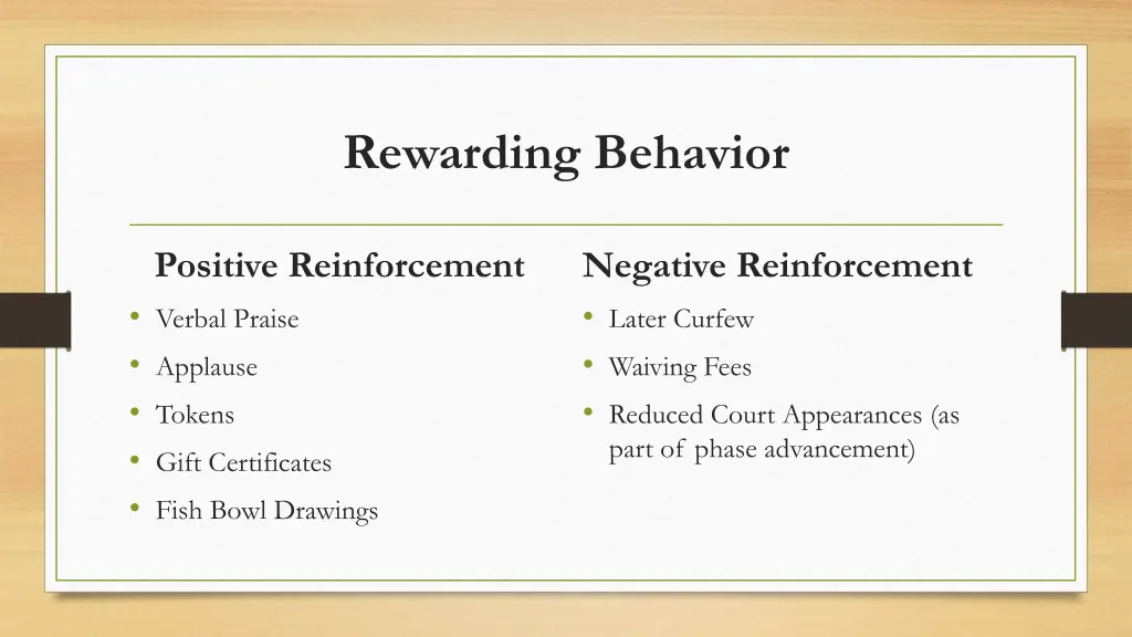 rewarding behavior