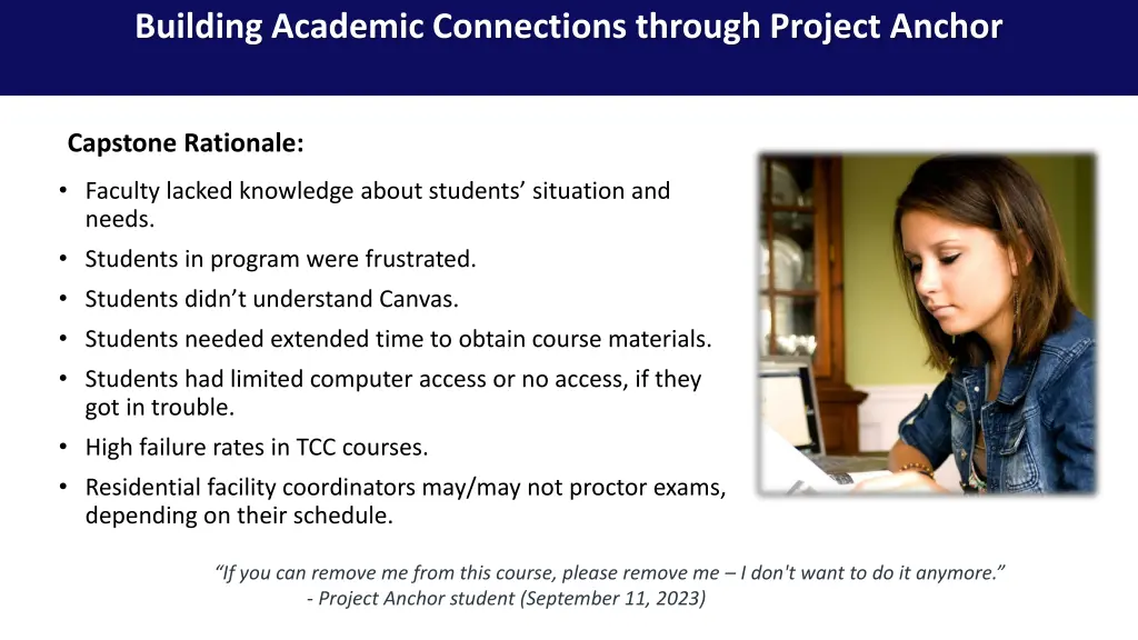 building academic connections through project 1