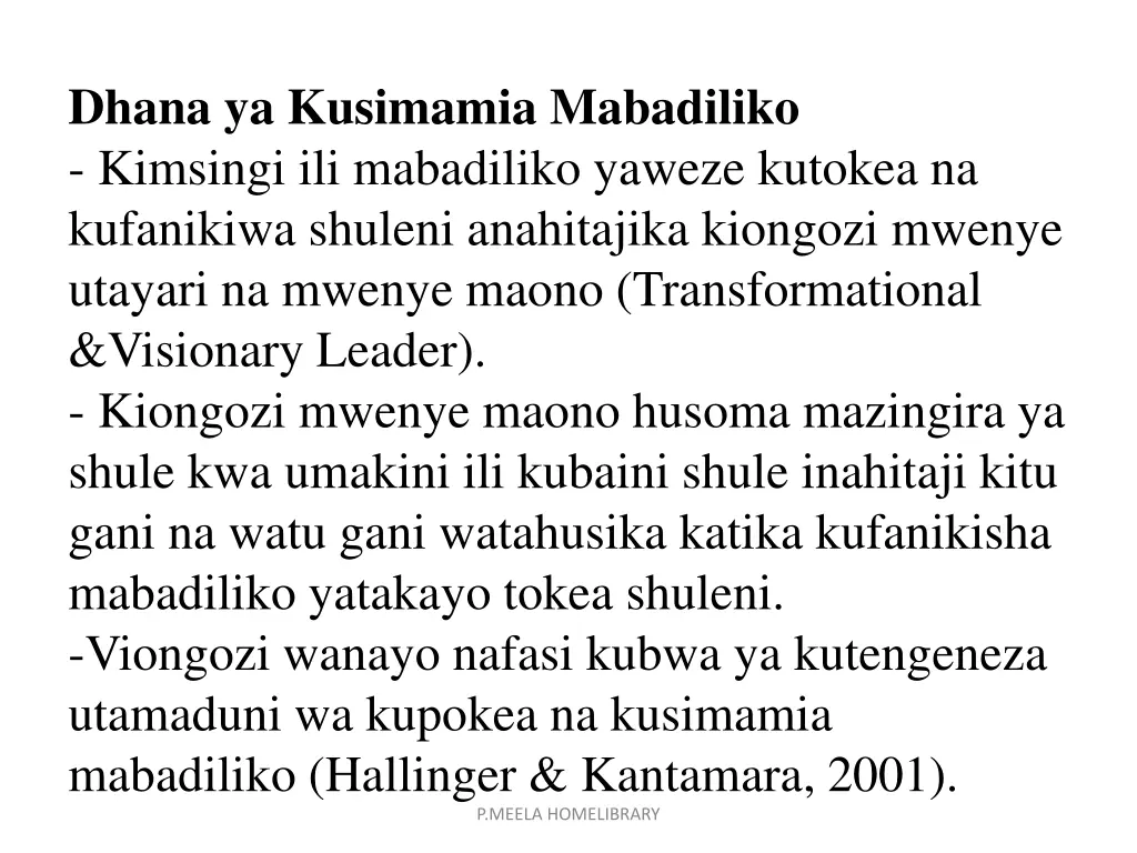 dhana ya kusimamia mabadiliko kimsingi