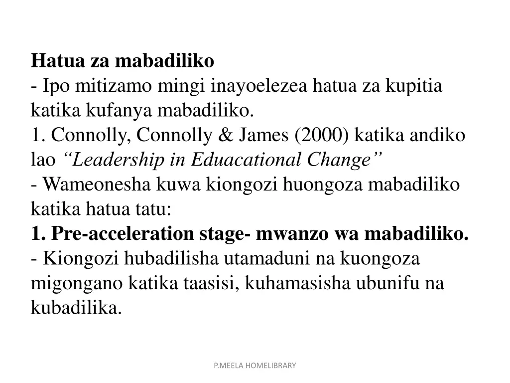 hatua za mabadiliko ipo mitizamo mingi