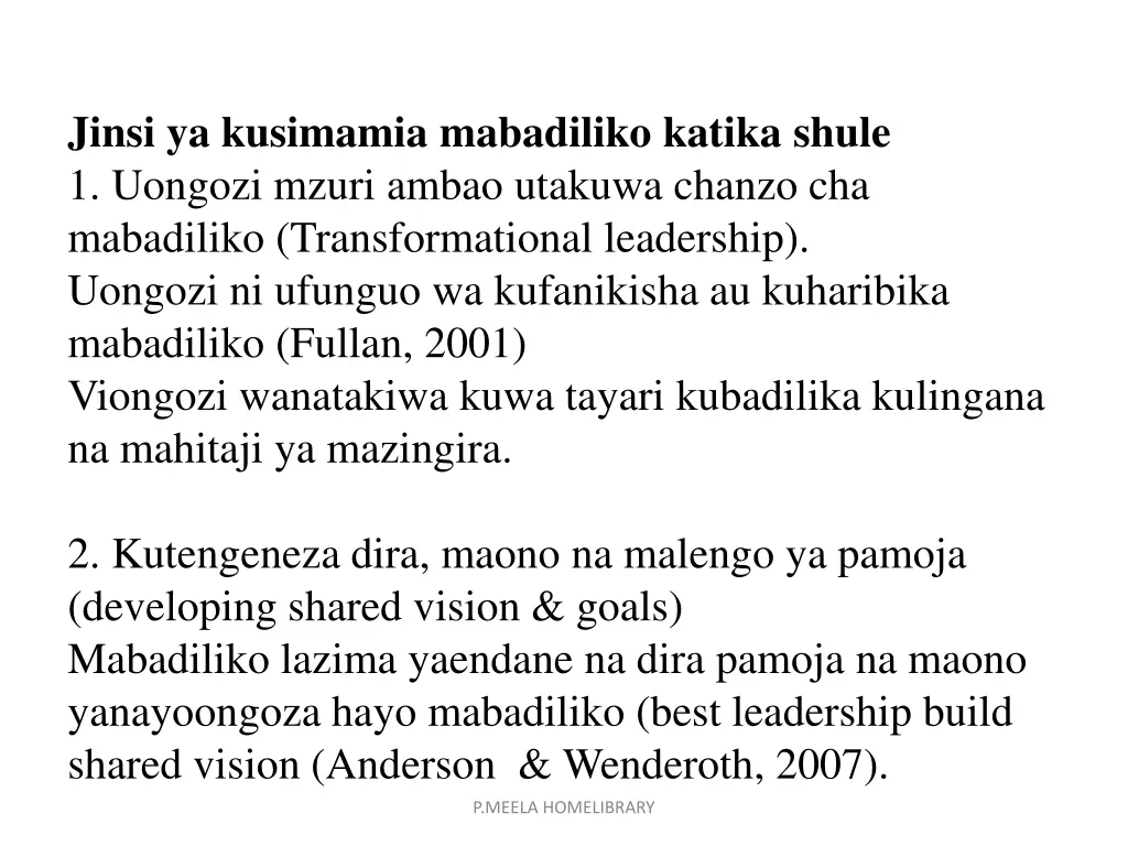 jinsi ya kusimamia mabadiliko katika shule