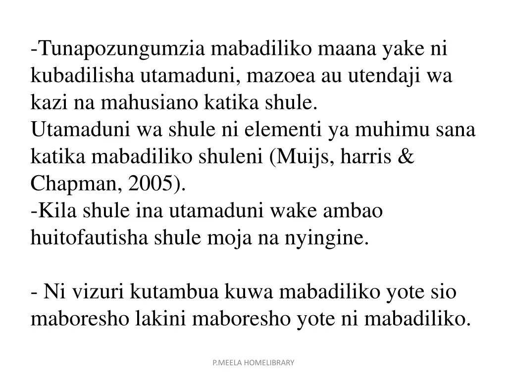 tunapozungumzia mabadiliko maana yake