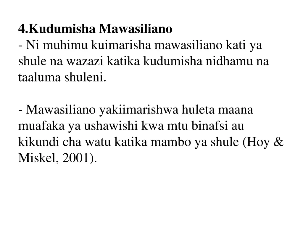 4 kudumisha mawasiliano ni muhimu kuimarisha