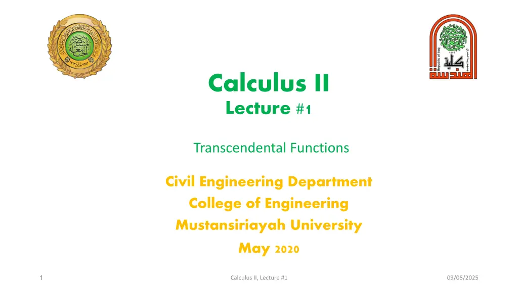 calculus ii lecture 1