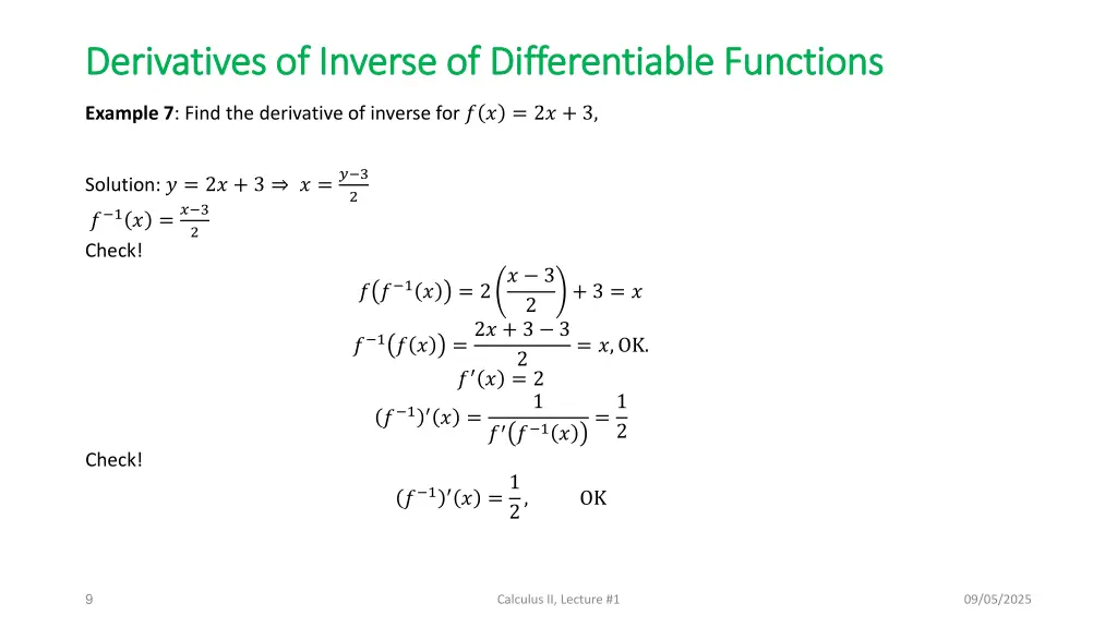 derivatives of inverse of derivatives of inverse