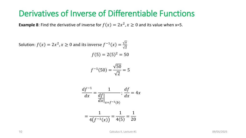 derivatives of inverse of differentiable 1