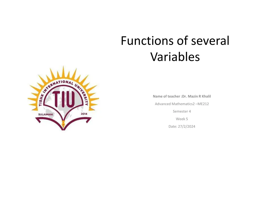 functions of several variables