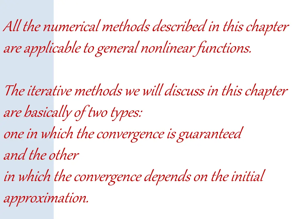 all the numerical methods described in this