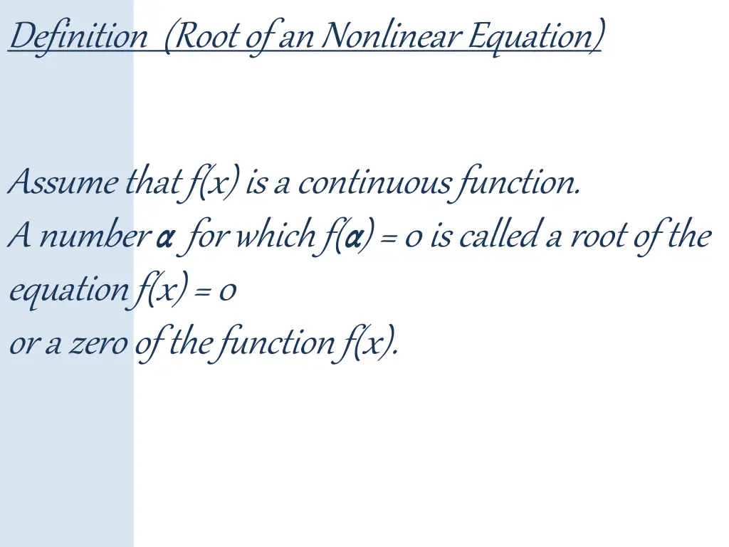 definition root of an nonlinear equation