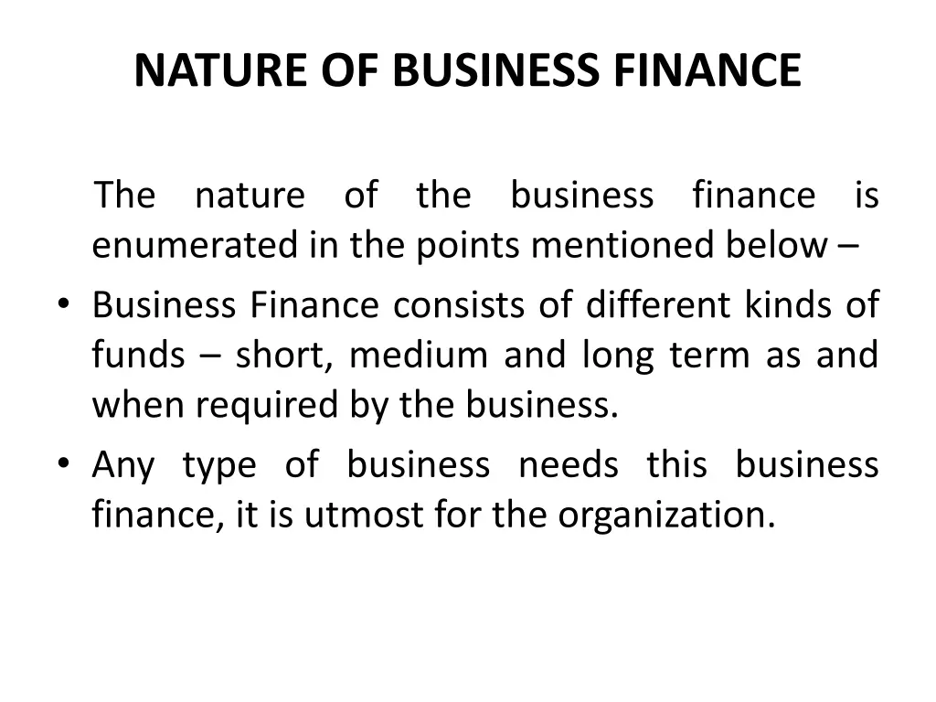 nature of business finance