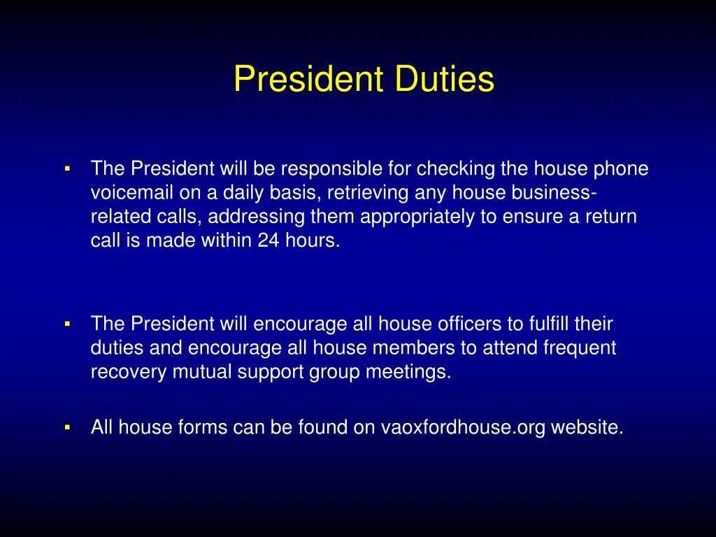 president duties 2