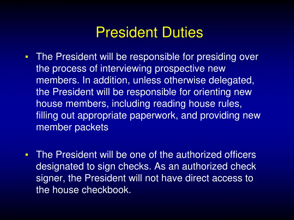 president duties