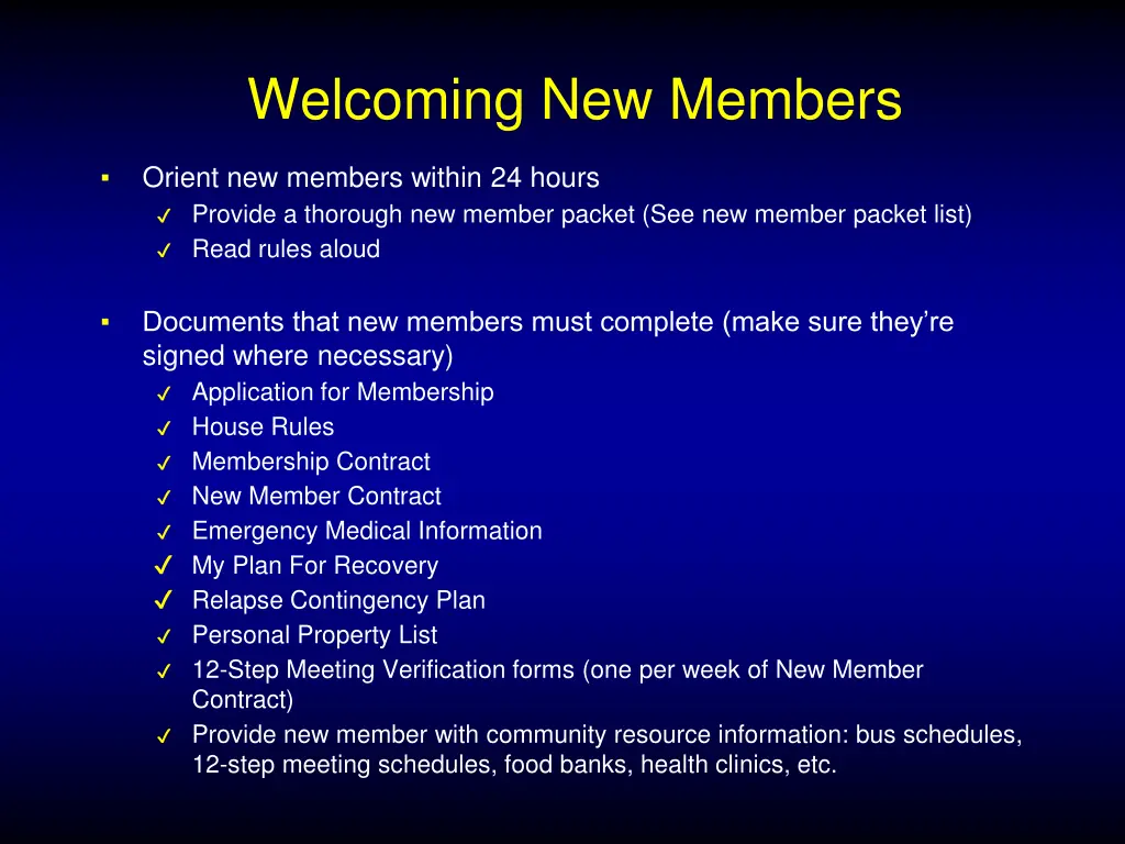 welcoming new members