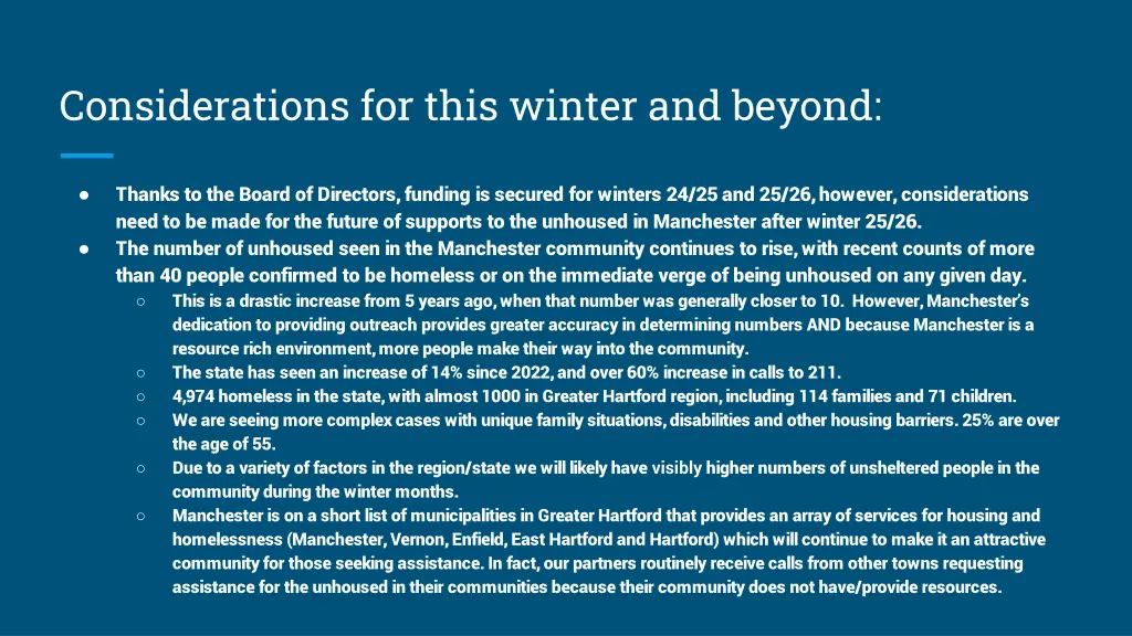 considerations for this winter and beyond