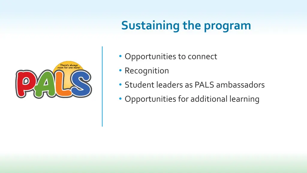 sustaining the program