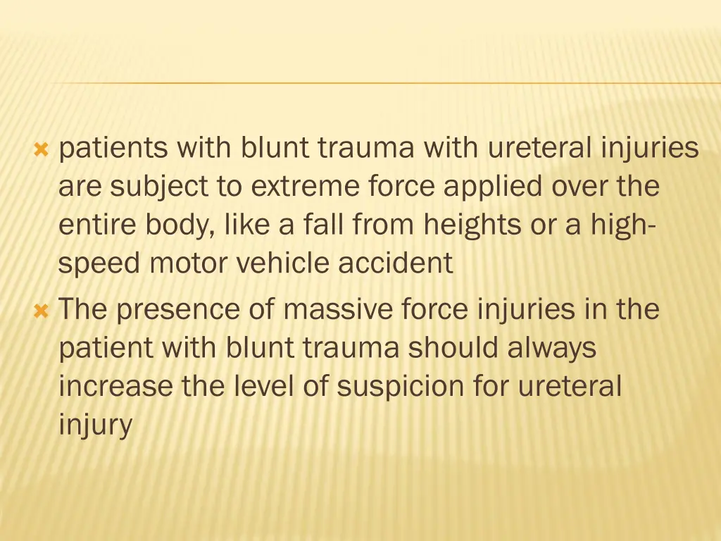 patients with blunt trauma with ureteral injuries