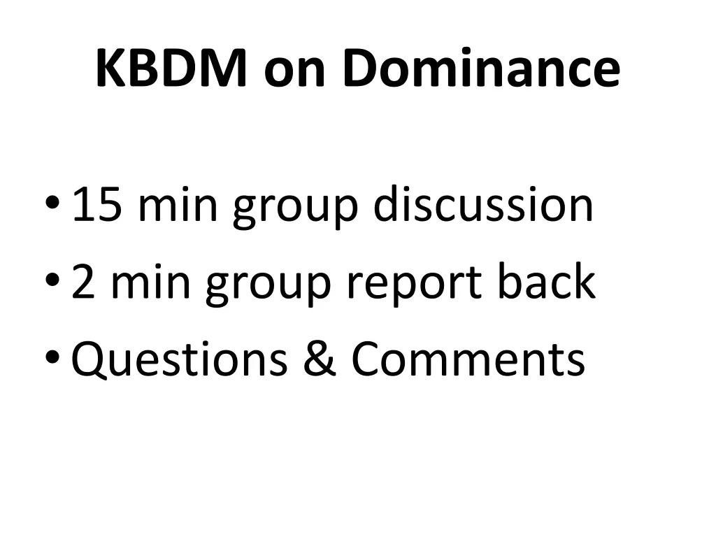 kbdm on dominance