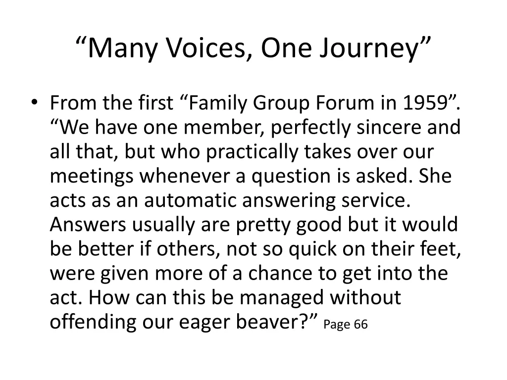 many voices one journey