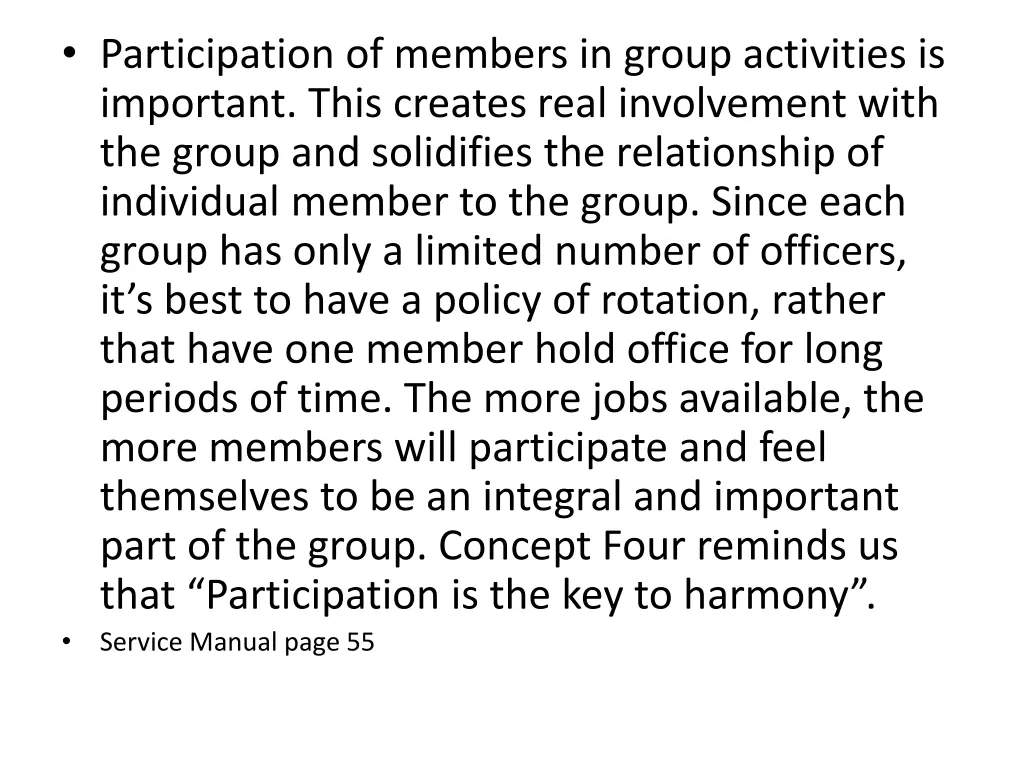 participation of members in group activities