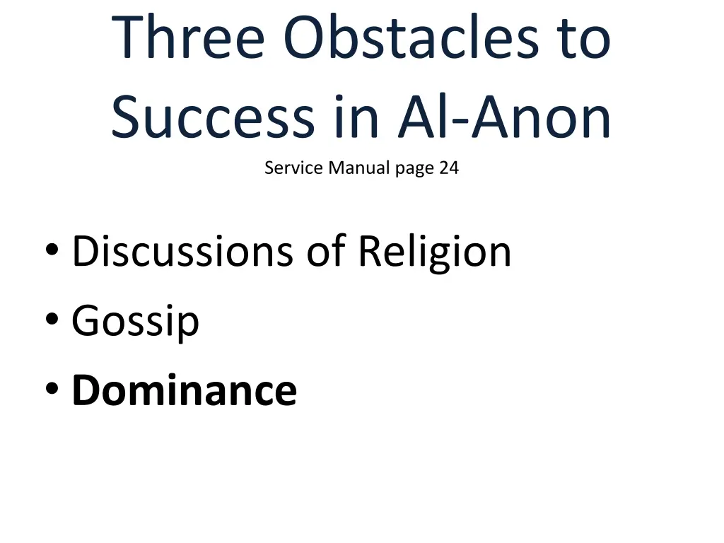three obstacles to success in al anon service