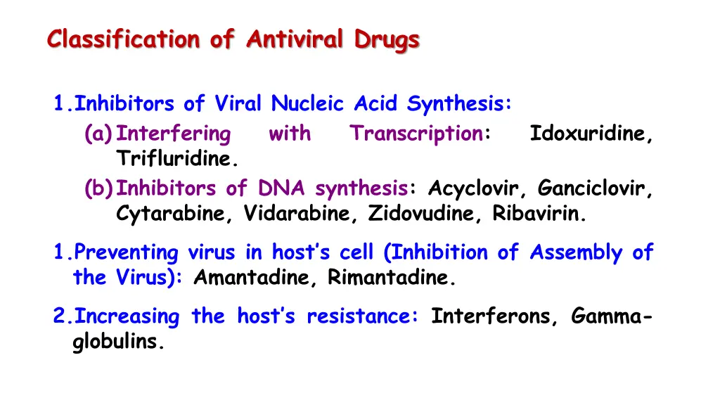 classification of antiviral drugs 1