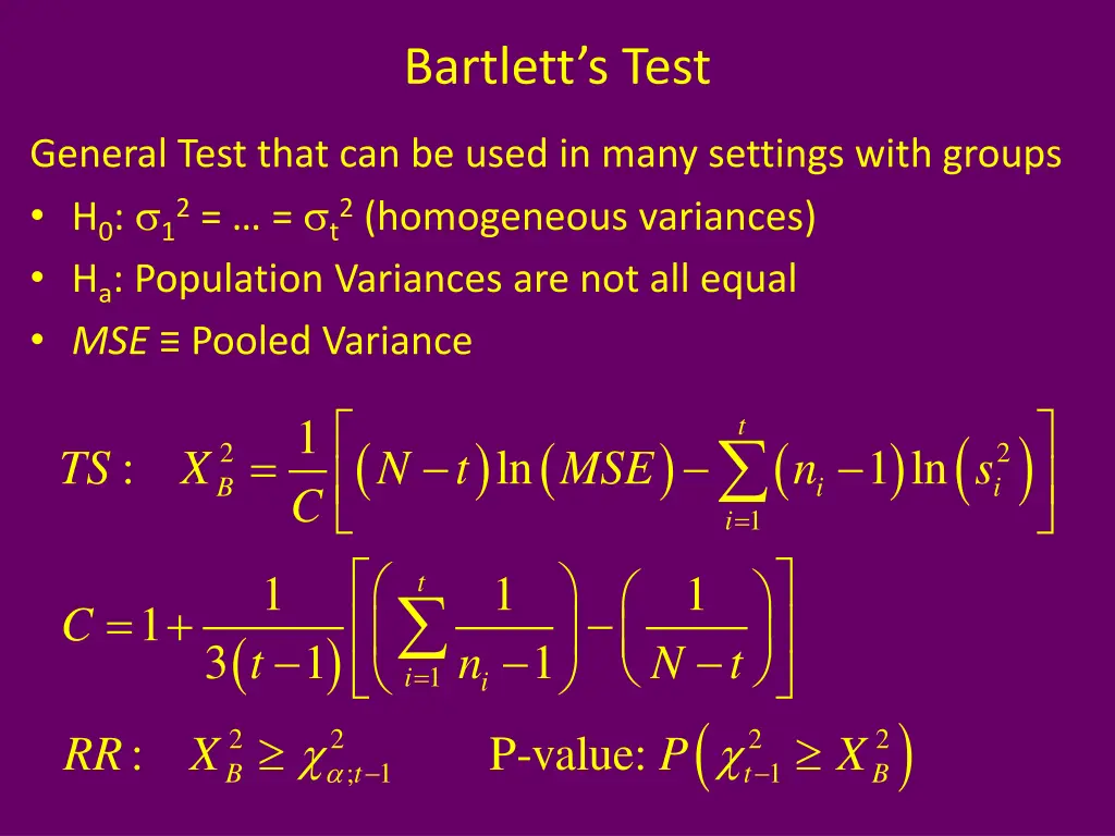 bartlett s test