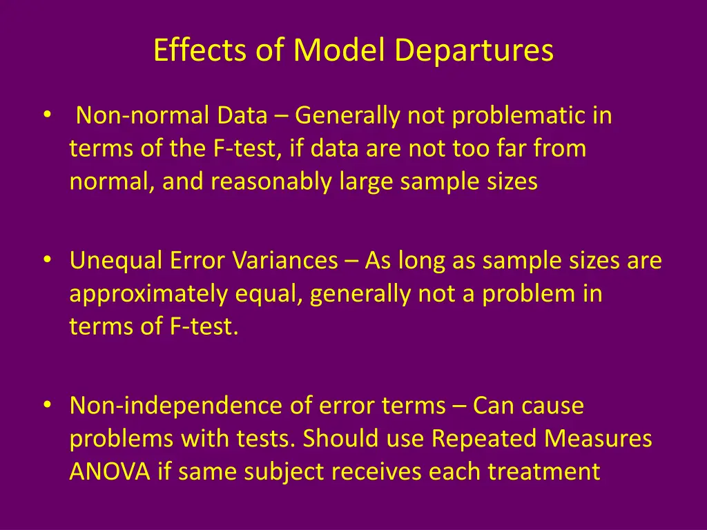 effects of model departures