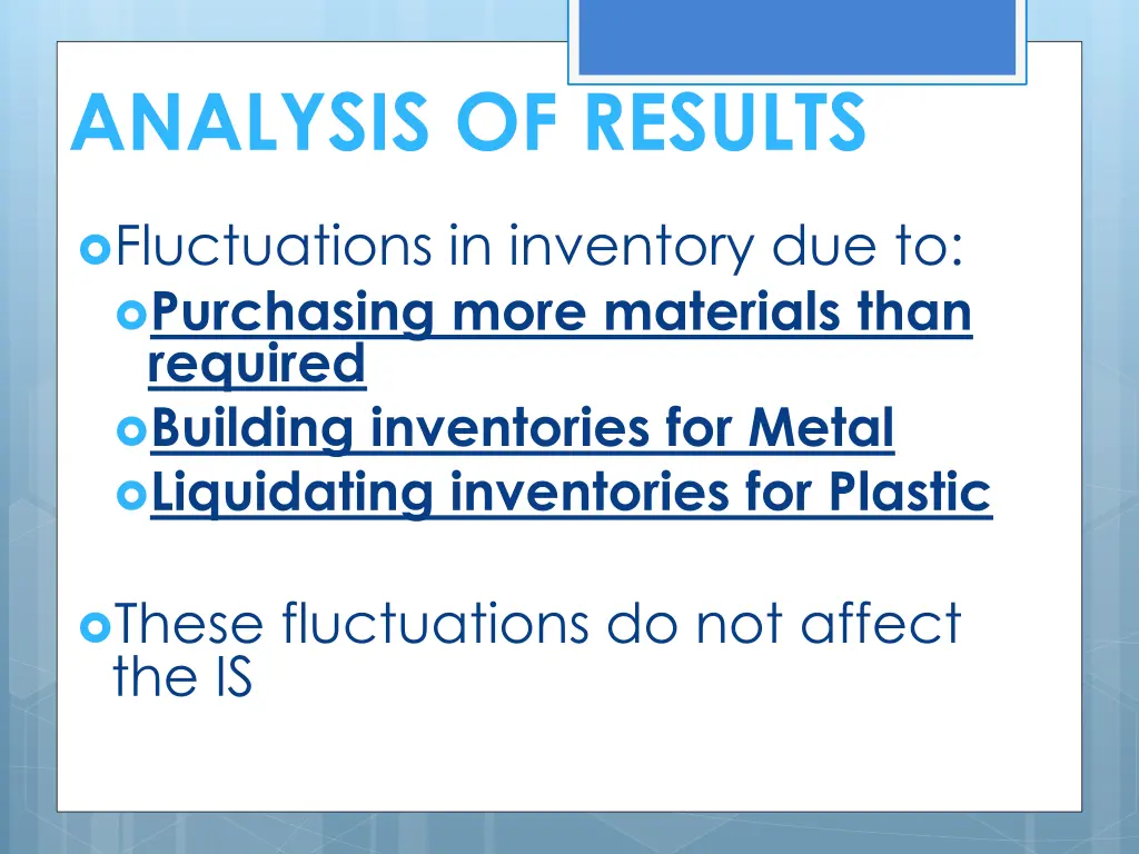 analysis of results 1
