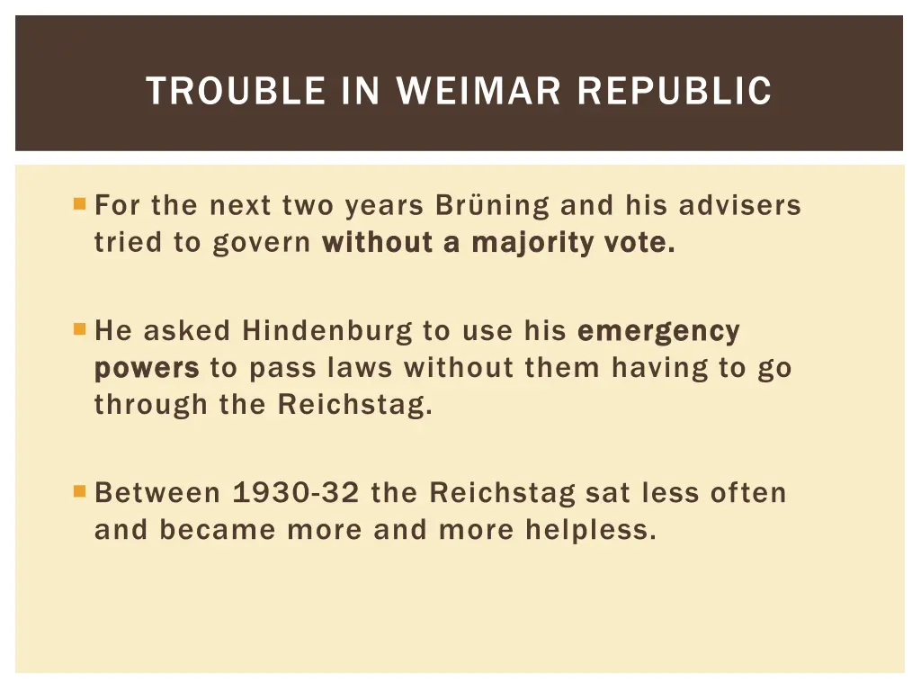 trouble in weimar republic