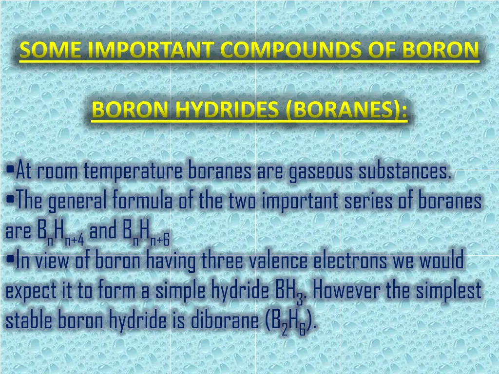 some important compounds of boron