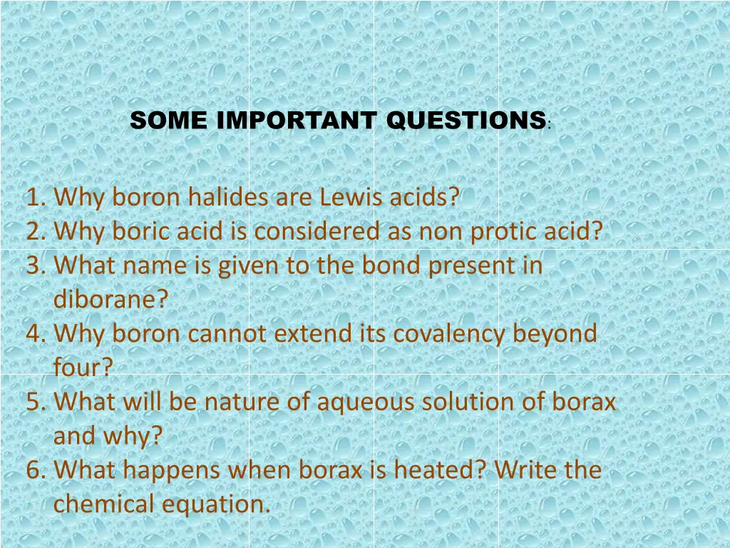 some important questions