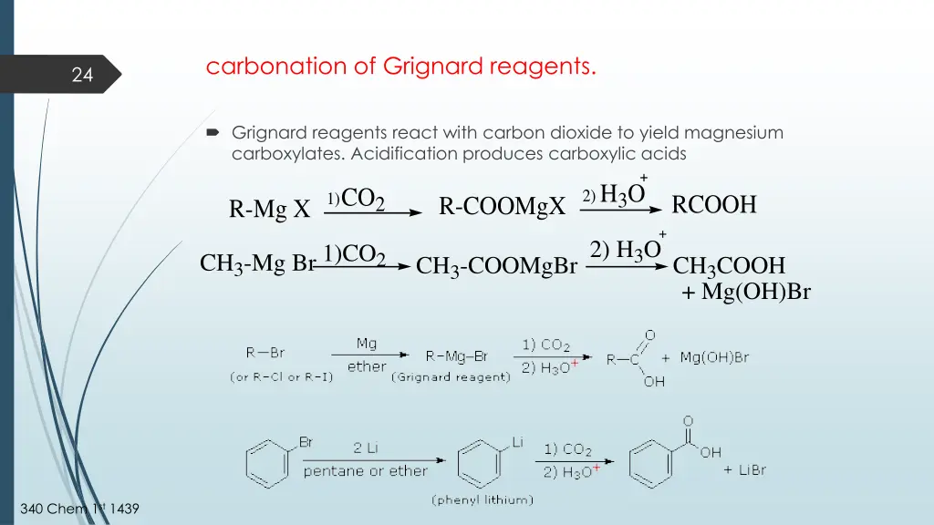 carbonation of grignard reagents