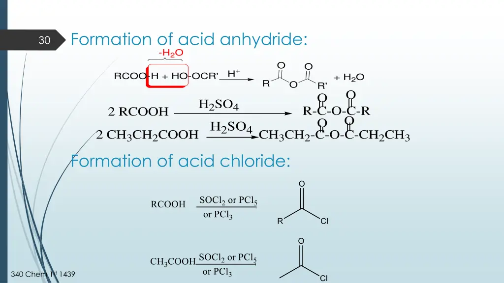 formation of acid anhydride h 2 o