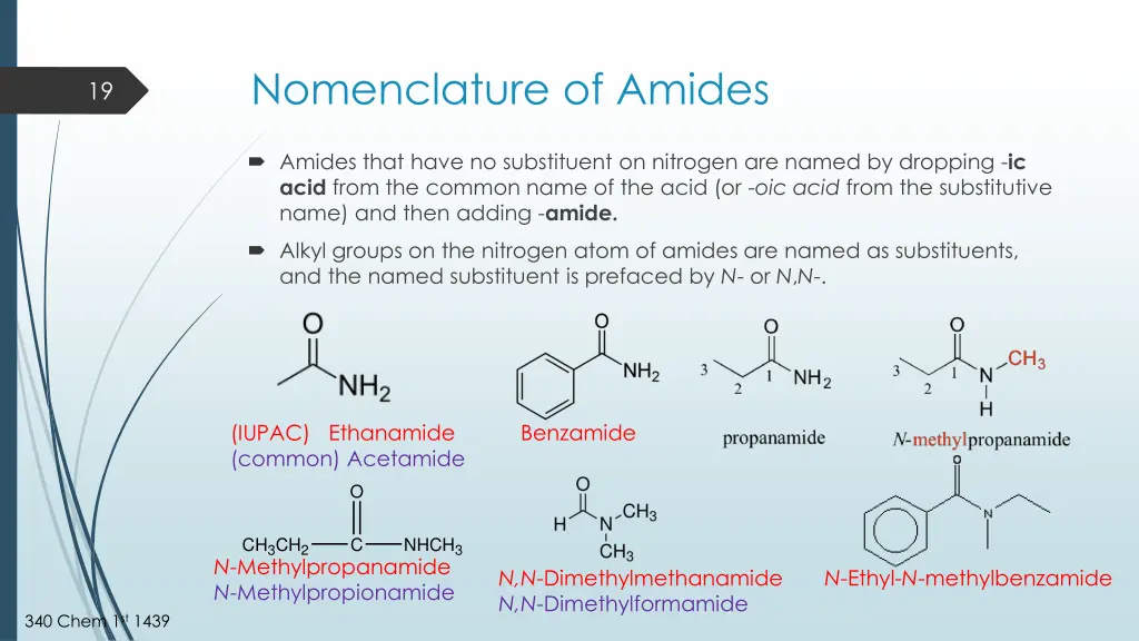 nomenclature of amides