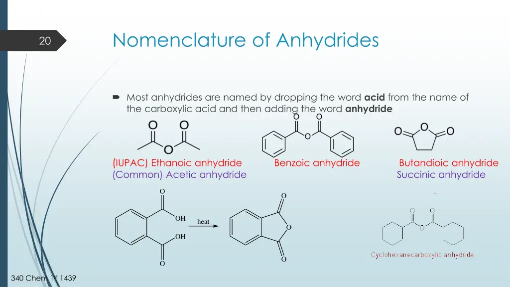 nomenclature of anhydrides