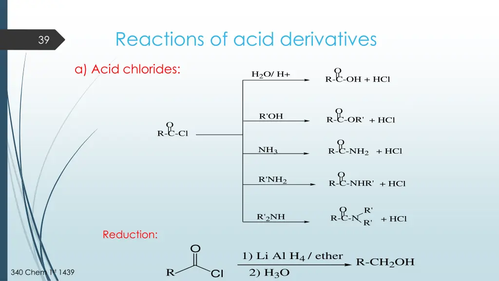 reactions of acid derivatives