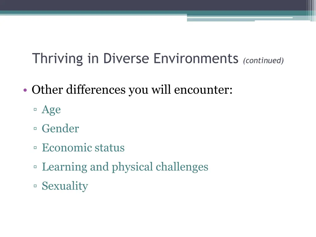 thriving in diverse environments continued 2