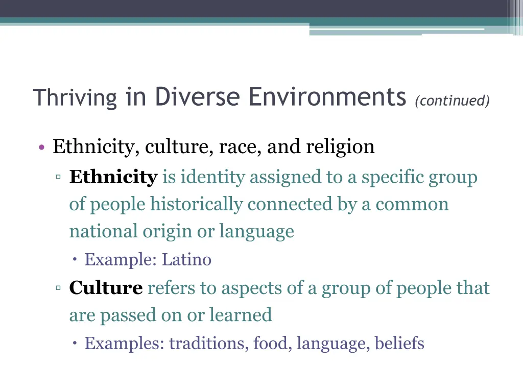 thriving in diverse environments continued