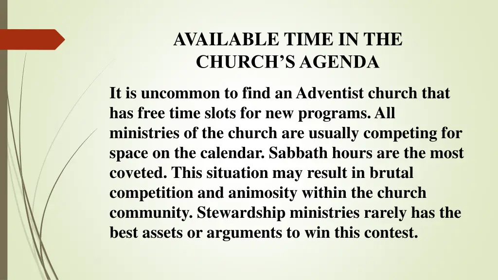 available time in the church s agenda