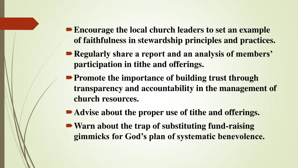 encourage the local church leaders