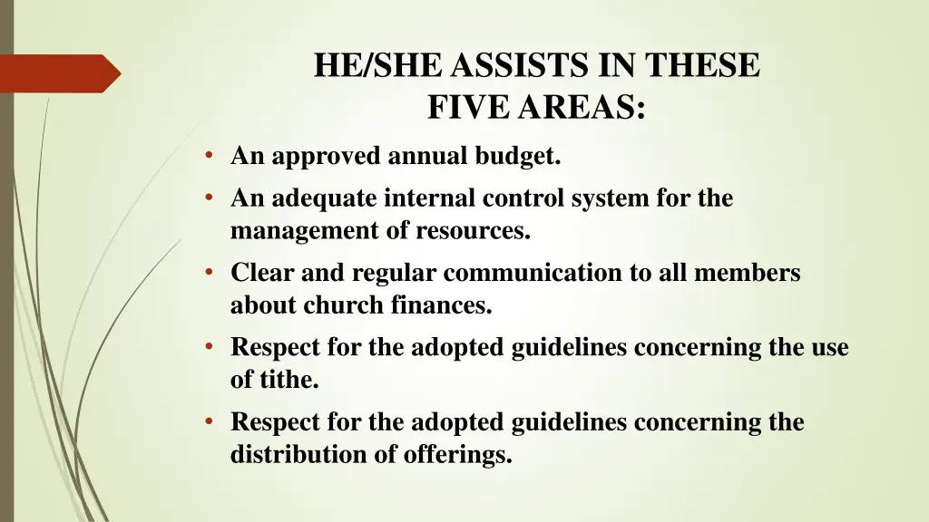 he she assists in these five areas an approved