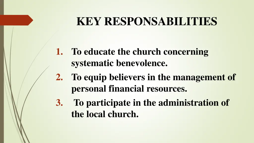 key responsabilities